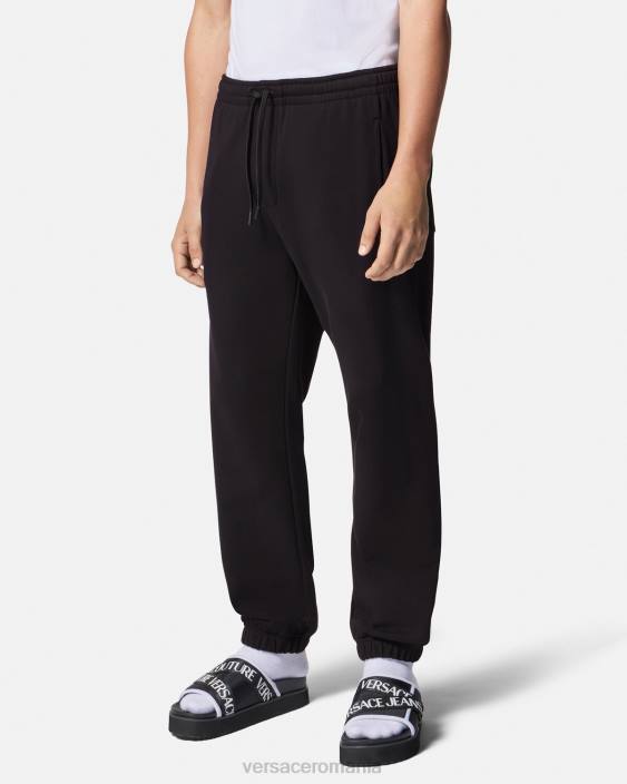 negru pantaloni de trening cu logo trandafiri Versace bărbați îmbrăcăminte 40L62381
