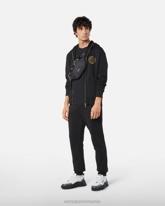 negru si auriu pantaloni de trening cu emblema v Versace bărbați îmbrăcăminte 40L62436