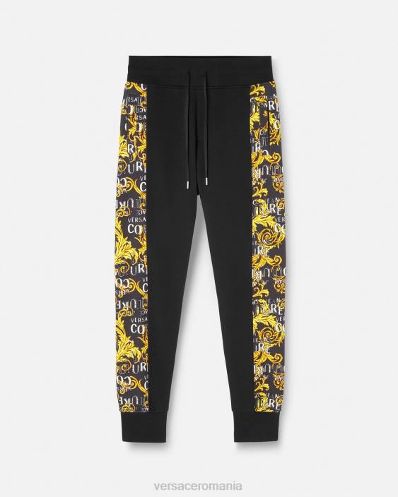 negru si auriu pantaloni de trening cu logo couture Versace bărbați îmbrăcăminte 40L62427