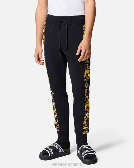 negru si auriu pantaloni de trening cu logo couture Versace bărbați îmbrăcăminte 40L62427
