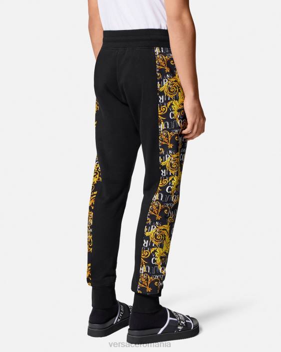 negru si auriu pantaloni de trening cu logo couture Versace bărbați îmbrăcăminte 40L62427
