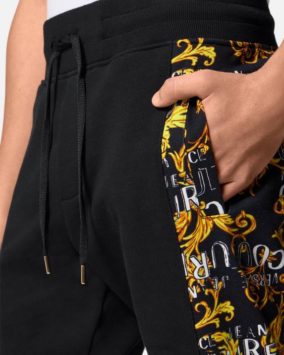 negru si auriu pantaloni de trening cu logo couture Versace bărbați îmbrăcăminte 40L62427