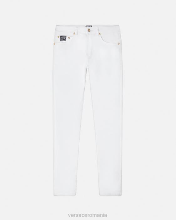 alb blugi cu logo Versace bărbați îmbrăcăminte 40L62440