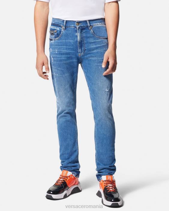 albastru blugi slim-fit Versace bărbați îmbrăcăminte 40L62419