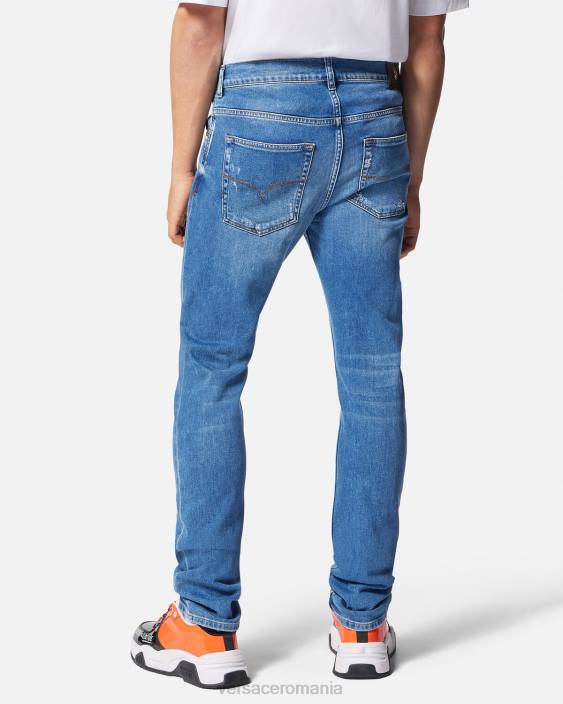 albastru blugi slim-fit Versace bărbați îmbrăcăminte 40L62419