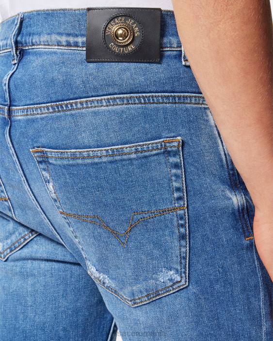 albastru blugi slim-fit Versace bărbați îmbrăcăminte 40L62419