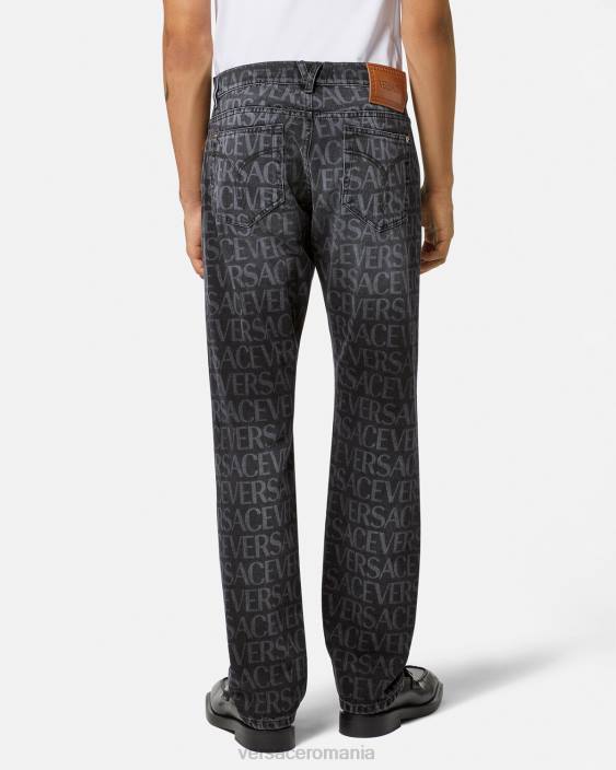 negru și imprimat blugi peste tot Versace bărbați îmbrăcăminte 40L61446