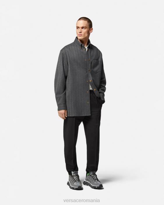 negru pantaloni de jogger în amestec de mohair Versace bărbați îmbrăcăminte 40L61450