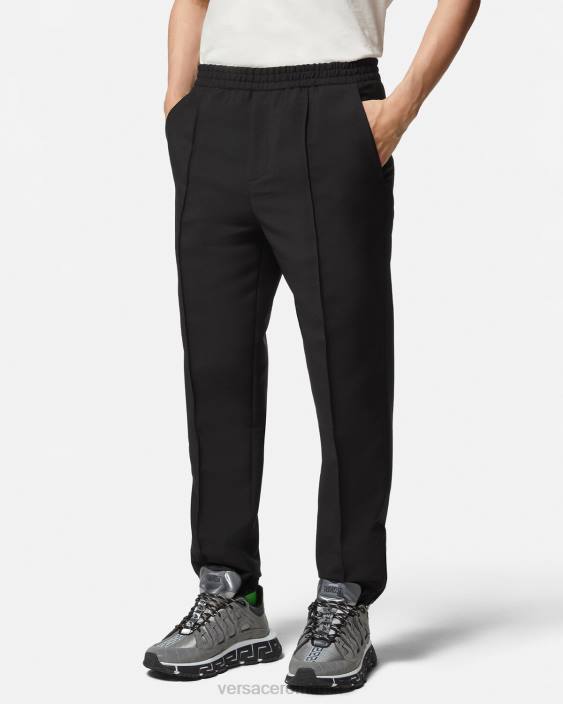 negru pantaloni de jogger în amestec de mohair Versace bărbați îmbrăcăminte 40L61450