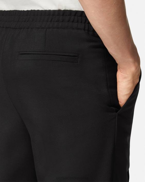 negru pantaloni de jogger în amestec de mohair Versace bărbați îmbrăcăminte 40L61450