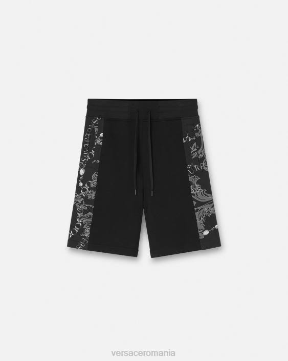 negru pantaloni scurți de transpirație cu lanț Versace bărbați îmbrăcăminte 40L62441