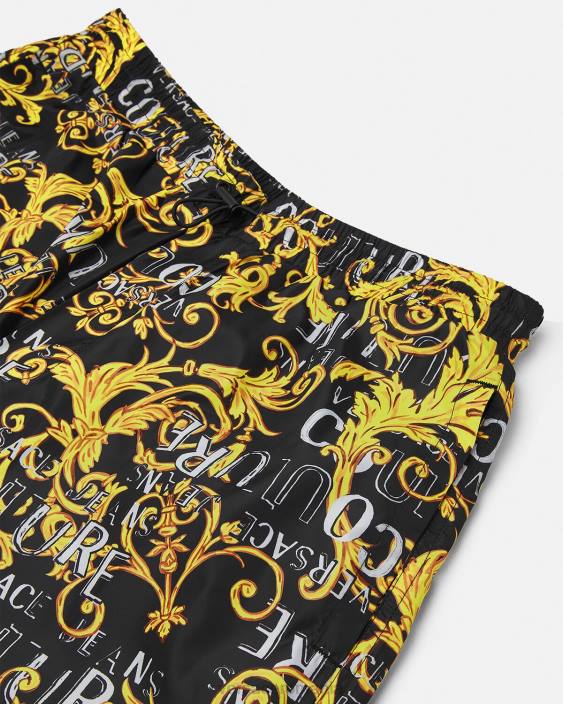 negru si auriu pantaloni cu șnur cu logo couture Versace bărbați îmbrăcăminte 40L62430