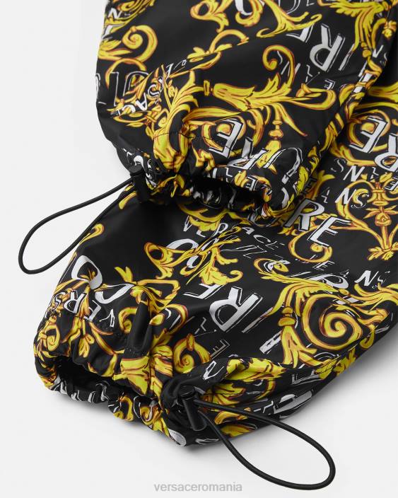 negru si auriu pantaloni cu șnur cu logo couture Versace bărbați îmbrăcăminte 40L62430