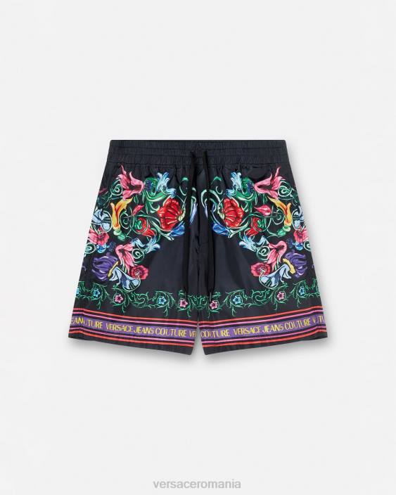 negru si auriu pantaloni scurți de grădină cu emblema v Versace bărbați îmbrăcăminte 40L62435