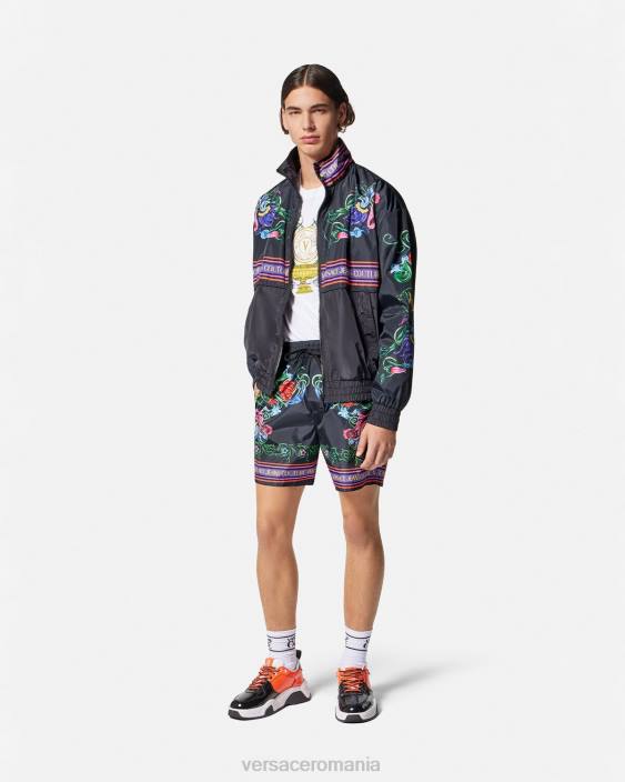 negru si auriu pantaloni scurți de grădină cu emblema v Versace bărbați îmbrăcăminte 40L62435