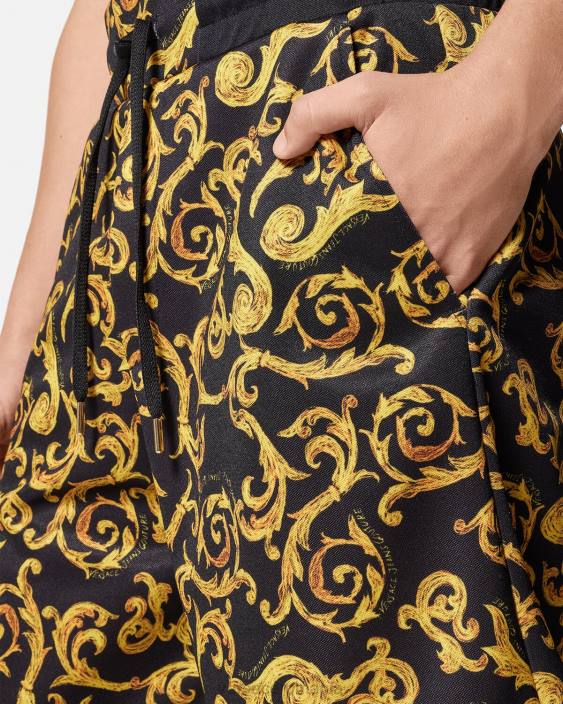 negru si auriu pantaloni scurți de transpirație sketch couture Versace bărbați îmbrăcăminte 40L62382