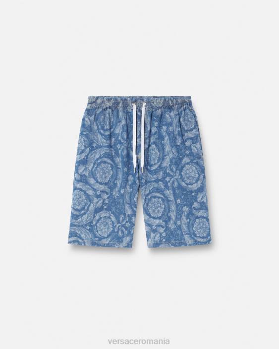 plan pantaloni scurți din denim silueta barocco Versace bărbați îmbrăcăminte 40L61449