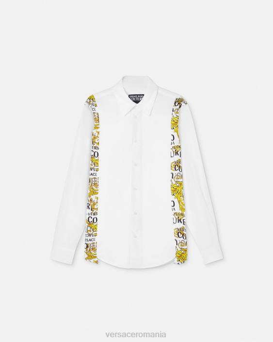 alb cămașă cu logo couture Versace bărbați îmbrăcăminte 40L62399