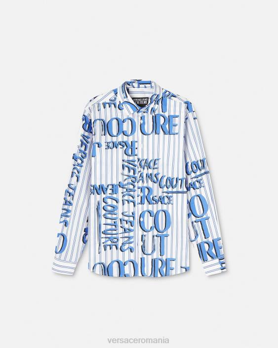 alb cămașă cu logo doodle Versace bărbați îmbrăcăminte 40L62374