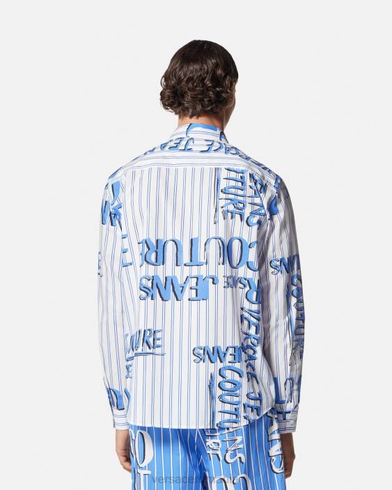 alb cămașă cu logo doodle Versace bărbați îmbrăcăminte 40L62374