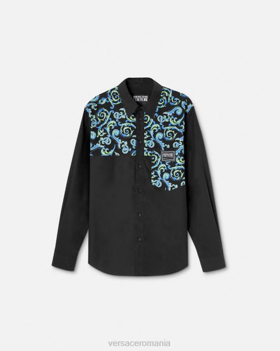 alb negru cămașă sketch couture Versace bărbați îmbrăcăminte 40L62375