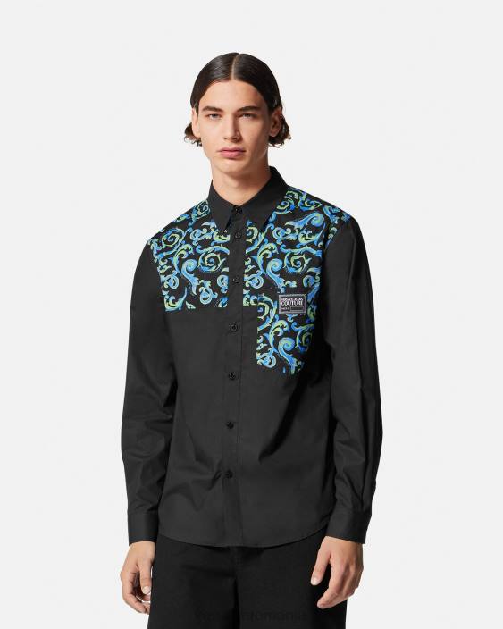 alb negru cămașă sketch couture Versace bărbați îmbrăcăminte 40L62375