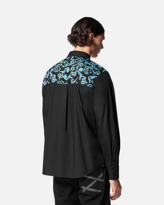 alb negru cămașă sketch couture Versace bărbați îmbrăcăminte 40L62375