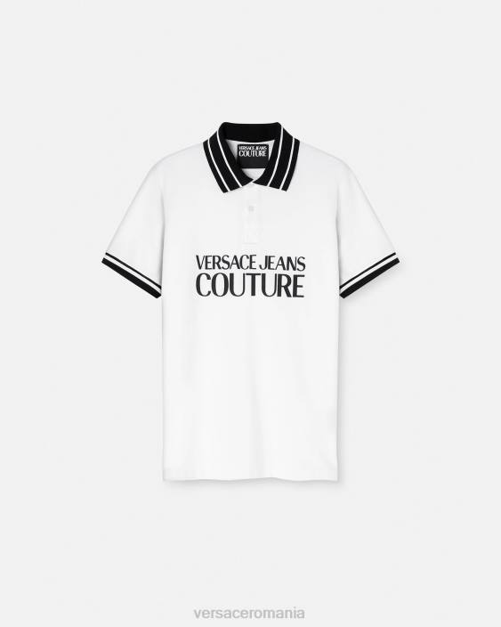 alb tricou polo cu logo Versace bărbați îmbrăcăminte 40L62360