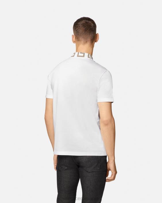 alb tricou polo greca cu maneca scurta Versace bărbați îmbrăcăminte 40L61376