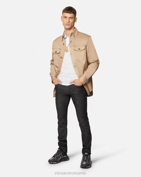 alb tricou polo greca cu maneca scurta Versace bărbați îmbrăcăminte 40L61376