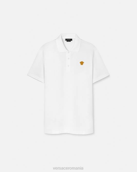 alb tricou polo medusa cu maneca scurta Versace bărbați îmbrăcăminte 40L61372
