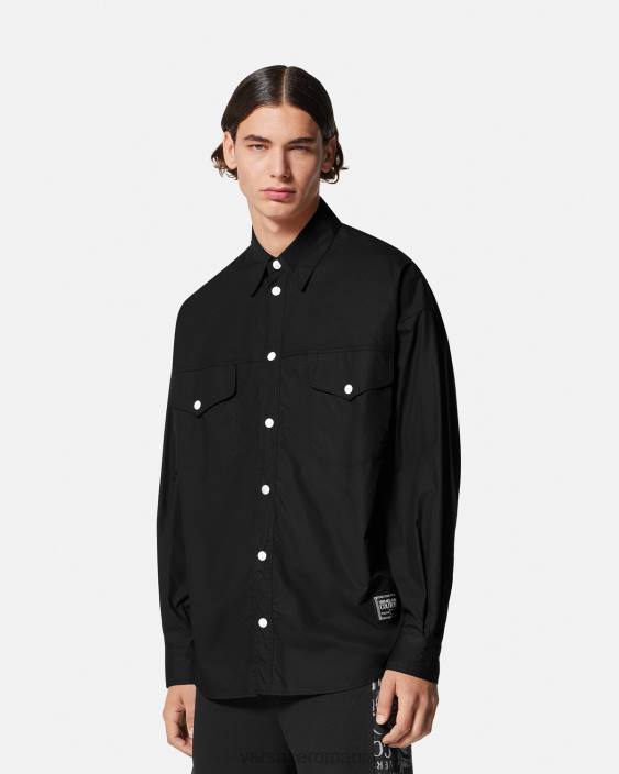 negru camasa cu logo cu numarul piesei Versace bărbați îmbrăcăminte 40L62401