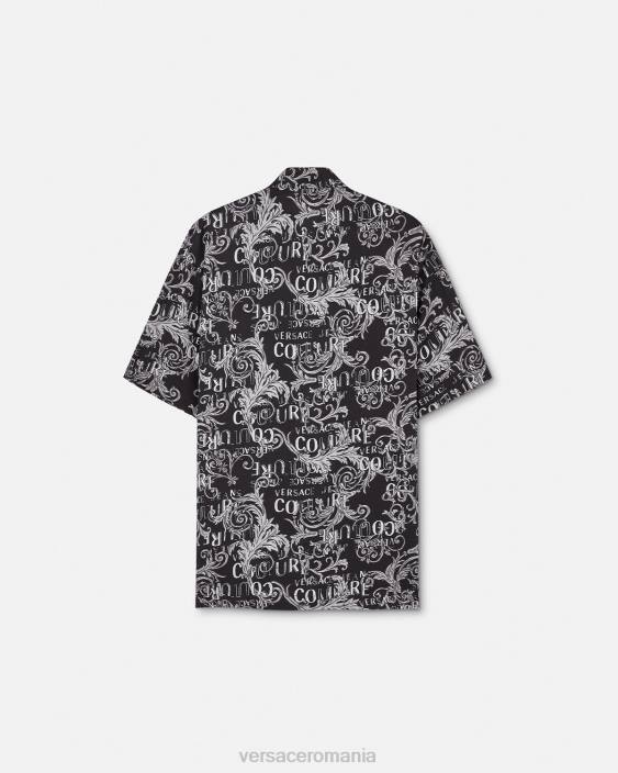 negru și imprimat cămașă cu logo couture Versace bărbați îmbrăcăminte 40L62398