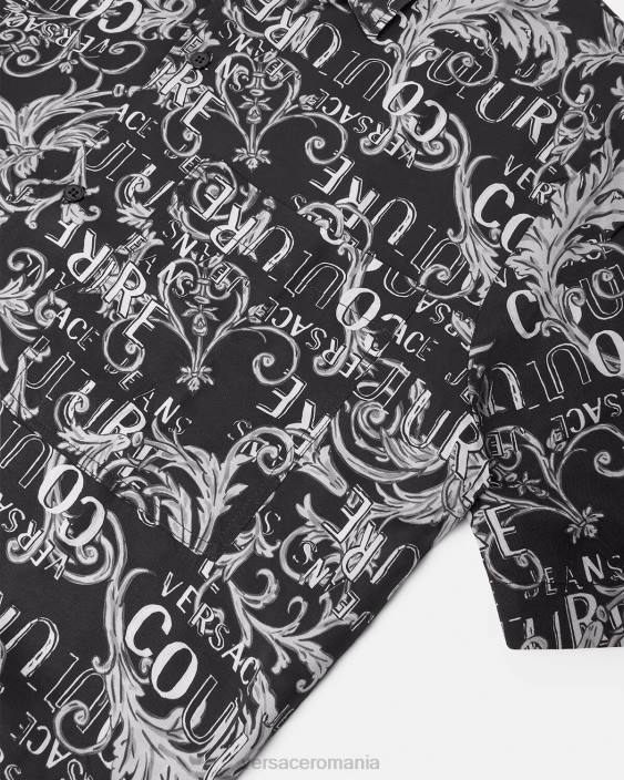 negru și imprimat cămașă cu logo couture Versace bărbați îmbrăcăminte 40L62398