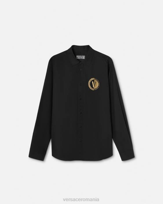 negru si auriu cămașă cu emblema v Versace bărbați îmbrăcăminte 40L62402