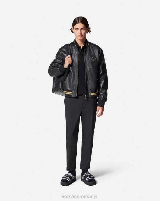 negru si auriu tricou polo cu emblema v Versace bărbați îmbrăcăminte 40L62363