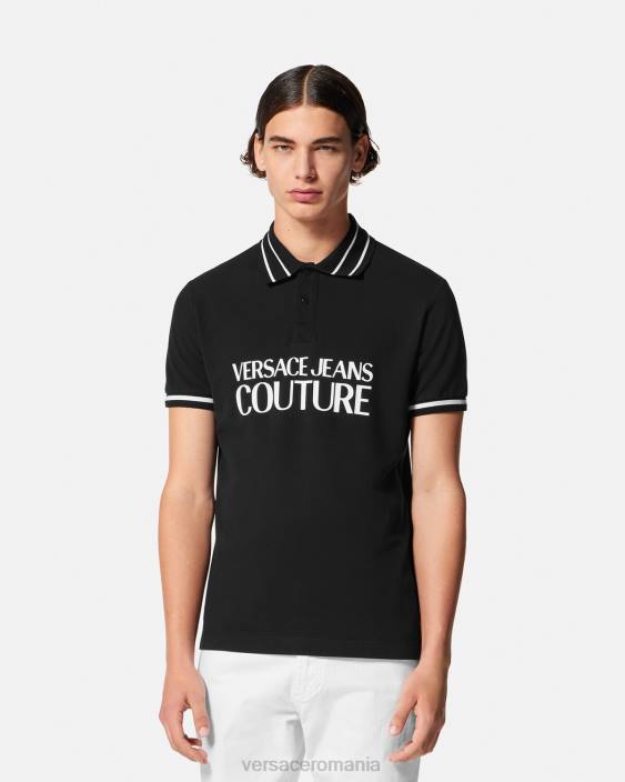 negru tricou polo cu logo Versace bărbați îmbrăcăminte 40L62361