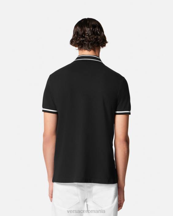 negru tricou polo cu logo Versace bărbați îmbrăcăminte 40L62361