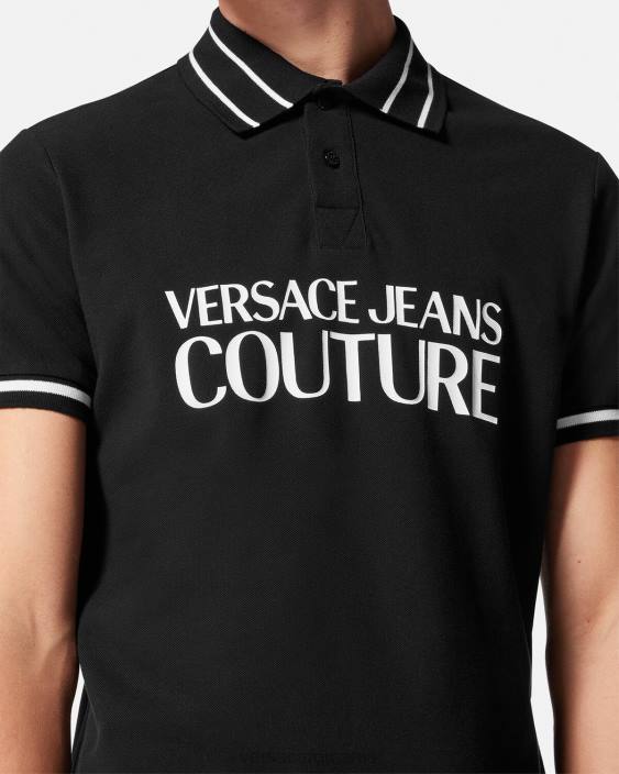 negru tricou polo cu logo Versace bărbați îmbrăcăminte 40L62361