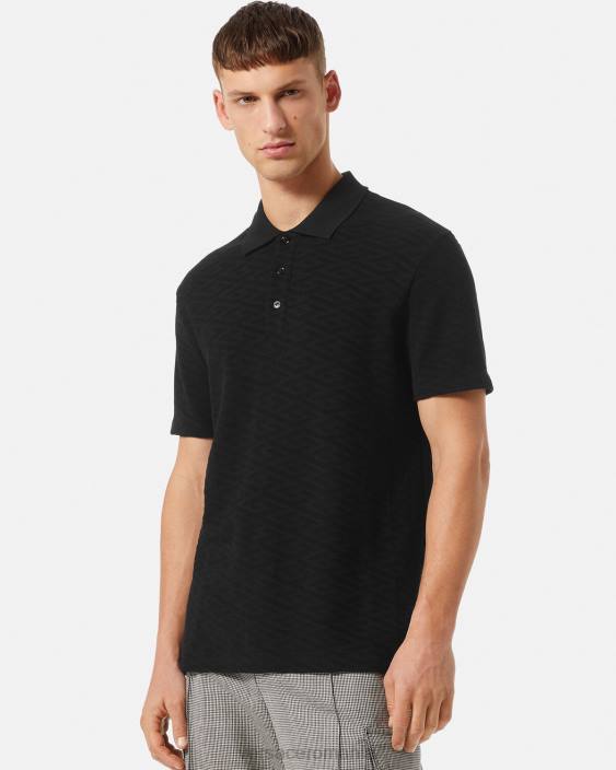 negru tricou polo la greca Versace bărbați îmbrăcăminte 40L61394