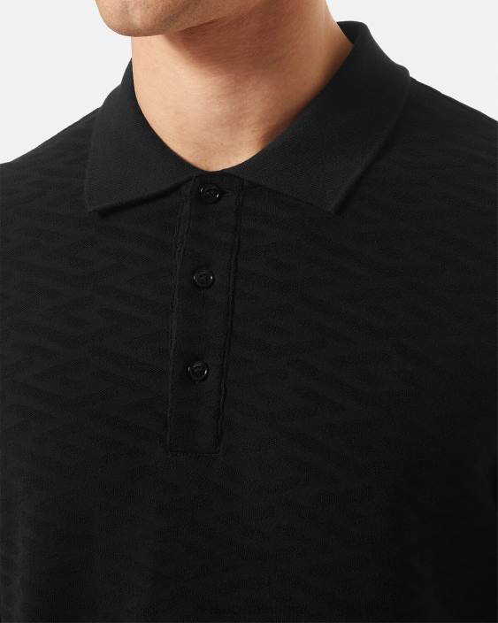 negru tricou polo la greca Versace bărbați îmbrăcăminte 40L61394