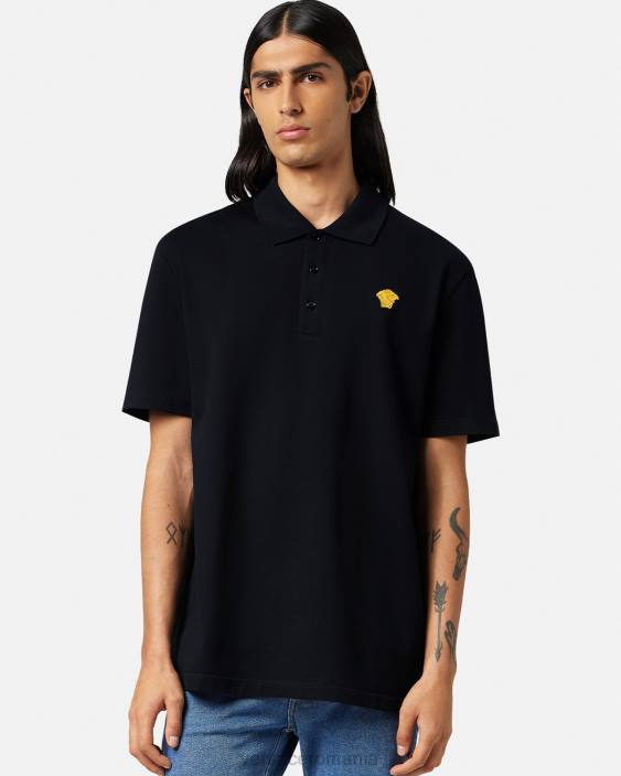 negru tricou polo medusa cu maneca scurta Versace bărbați îmbrăcăminte 40L61373