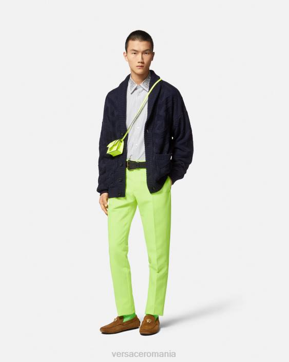 albastru la greca knit cardigan Versace bărbați îmbrăcăminte 40L61343