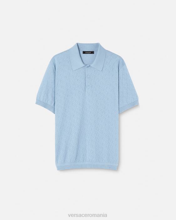 albastru tricou polo cu mâneci scurte la greca Versace bărbați îmbrăcăminte 40L61330