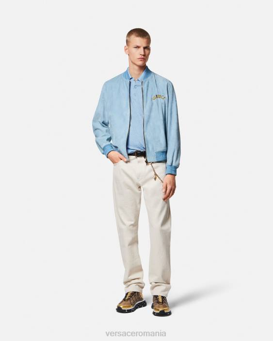 albastru tricou polo cu mâneci scurte la greca Versace bărbați îmbrăcăminte 40L61330