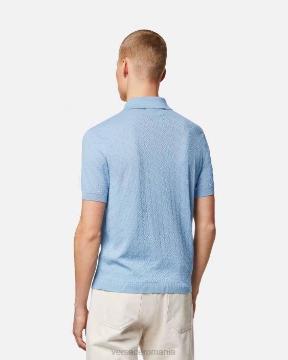 albastru tricou polo cu mâneci scurte la greca Versace bărbați îmbrăcăminte 40L61330