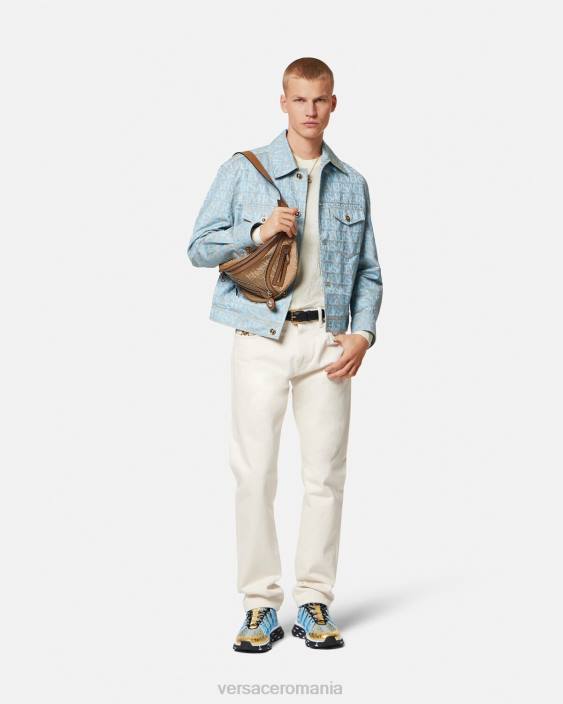 bej pulover din amestec de mătase la greca Versace bărbați îmbrăcăminte 40L61326