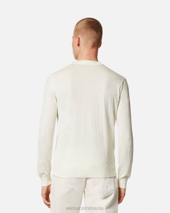bej pulover din amestec de mătase la greca Versace bărbați îmbrăcăminte 40L61326