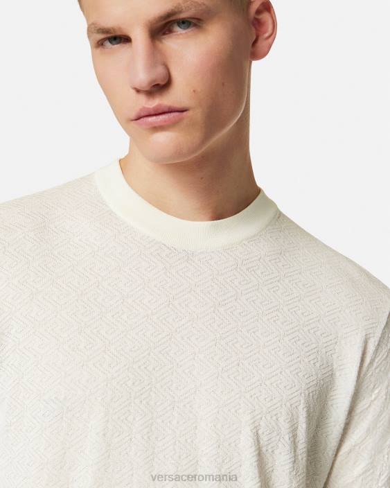 bej pulover din amestec de mătase la greca Versace bărbați îmbrăcăminte 40L61326