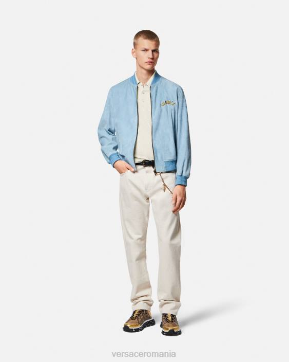 bej tricou polo cu mâneci scurte la greca Versace bărbați îmbrăcăminte 40L61329